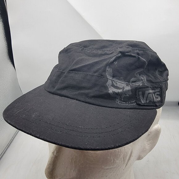 Vans Black Military Style Hat With Skull Graphic L/XL Made In USA Casual - Picture 1 of 9